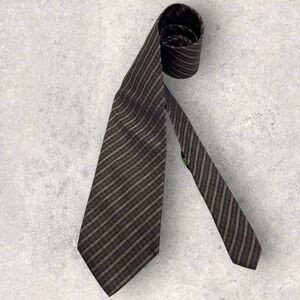NEW PROFUOMO Navy/Brown Tartan Silk LUXURY Tie ITALY